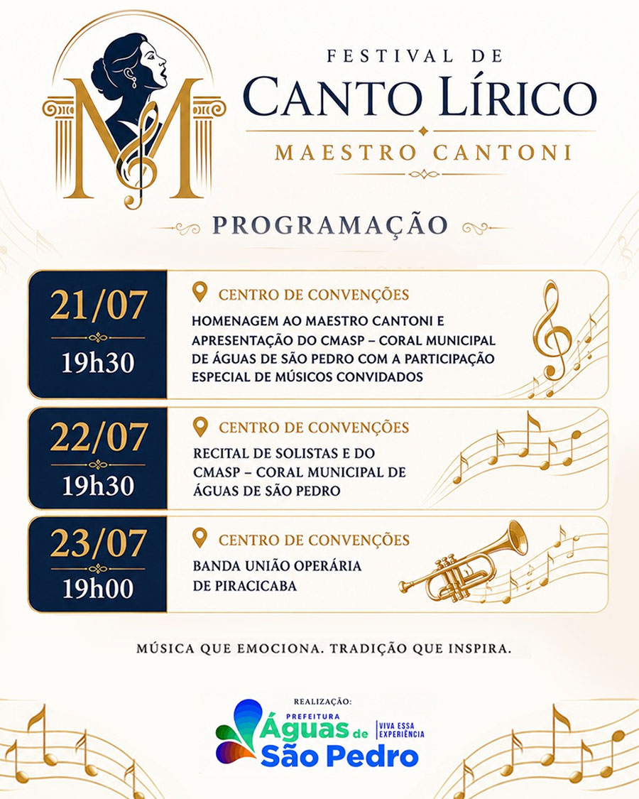 Festival de Canto Lírico tem programação gratuita em Águas de São Pedro