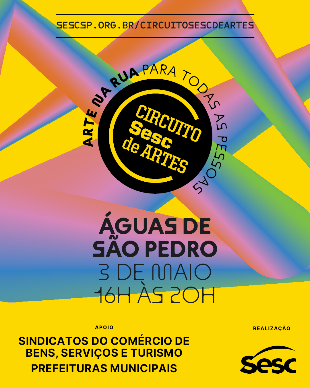 Circuito Sesc de Artes chega a Águas no dia 3 de maio com programação gratuita