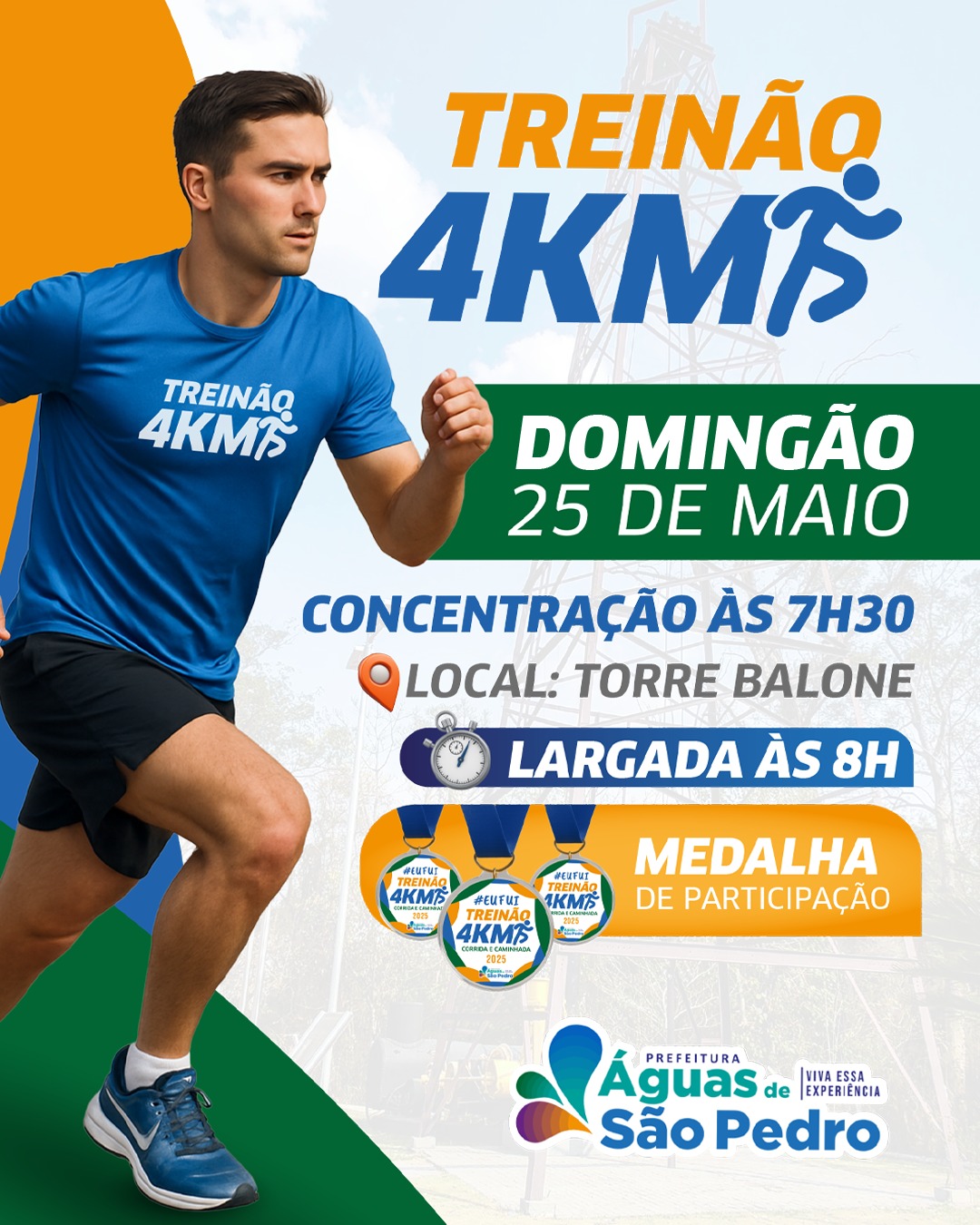 Águas de São Pedro promove ‘Treinão 4K’ com corrida e caminhada no dia 25 de maio